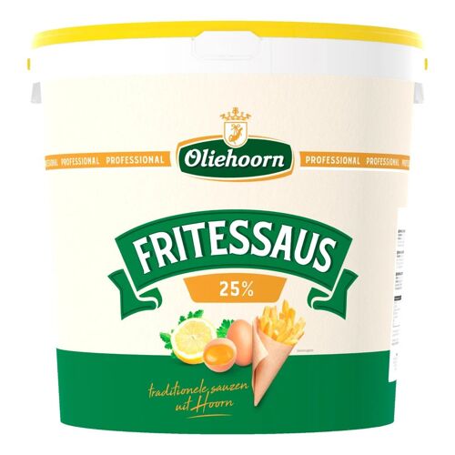 Oliehoorn Fritessaus 25% - Sauce Mayonnaise Pour Frites, Saveur Crémeuse, Idéale Pour Snacks Et Restaurants - 10 Kg