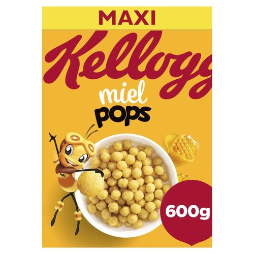 Kellogg's Honey Pops Céréales Au Miel Croquantes Pour Petit Déjeuner 600g Gourmand Et Énergétique
