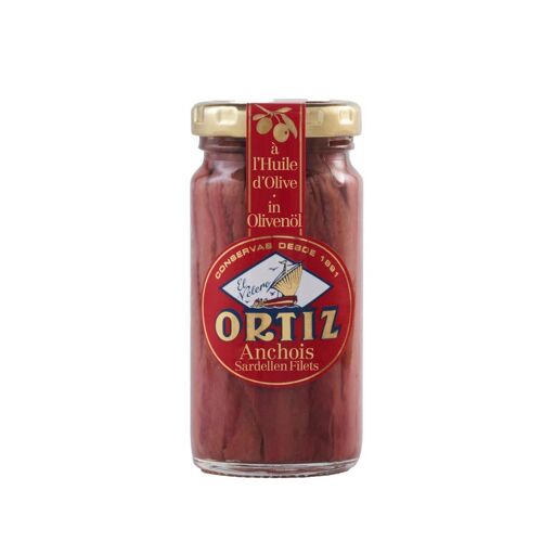 Ortiz Filets D'anchois En Huile D'olive Premium 95g - Saveur Authentique Méditerranéenne, Parfait Pour Apéritifs Et Recettes Gourmet