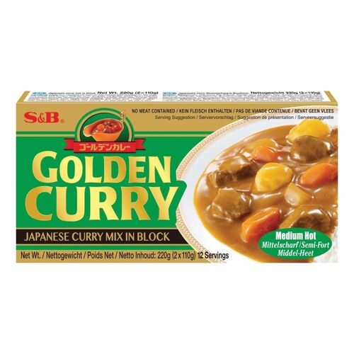 S&b Golden Curry Medium Hot Épices Japonaises Saveur Intense 220g