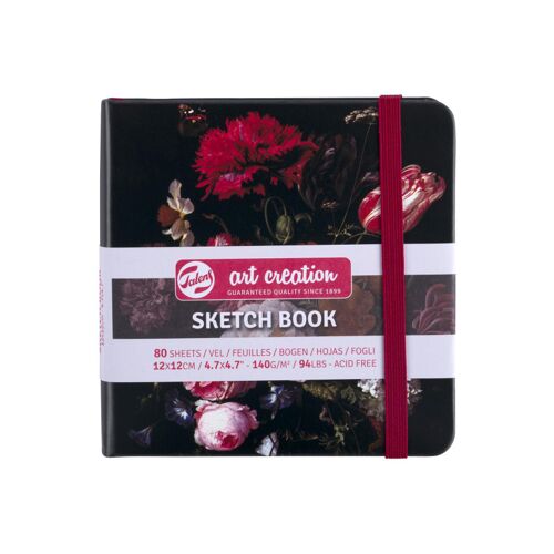 Carnet - Croquis - Dessin - Notes - 12x12cm - 80pages - Couverture Peinture Fleurs