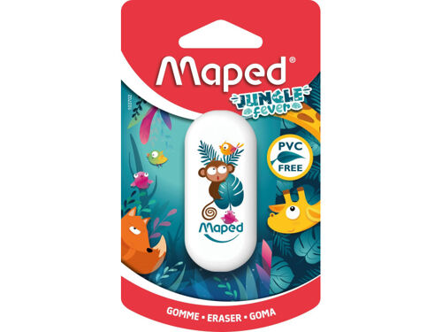 Gomme - Blanche - Sans Pvc - Scolaire - Idéal Pour La Trousse - Maped - Jungle Fever