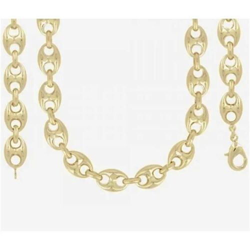 Chaîne - Bijouxia - Grain De Café - Plaqué Or 18 Carats - 60cm - Largeur 10mm