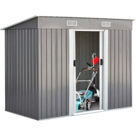 Costway Abri De Jardin En Métal 5.64m³ Remise À Outils Extérieur 238x131x181cm Avec 2 Portes Coulissantes Et Fenêtre Aéréimperméable