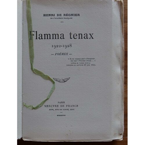 Flamma Tenax 1922-1928 - Poèmes