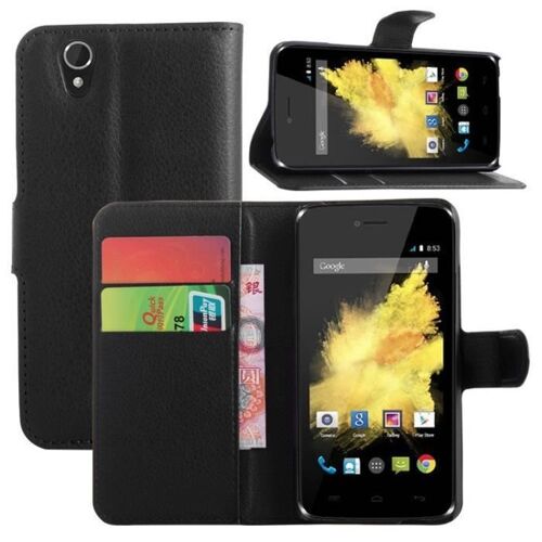 ETUI HOUSSE A RABAT SAMSUNG GALAXY E5 E500 (2015) NOIR PORTE CARTE ECO-CUIR (PU)