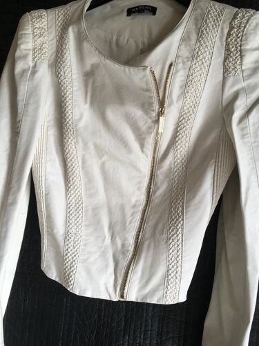 Elegante Veste Femme Raffinee Morgan , Ecru - Simili Cuir - Taille 40