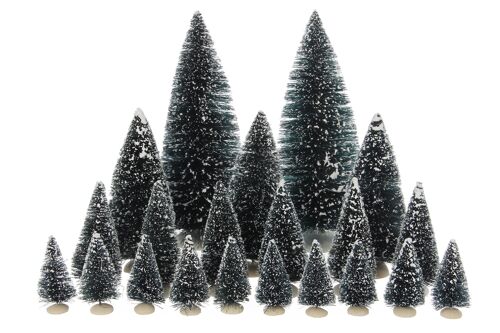 LuVille Arbres miniatures pour village de Noël - 21 Pièces - Ø8 cm