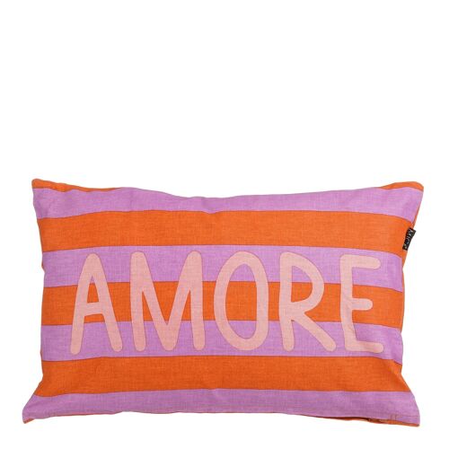 Mica Decorations Coussin Décoratif Amore - Avec Housse de Coussin - Decoration Maison Decoration Chambre - 55 x 35 x 10 cm - Coton, Lin, Polyester - Orange, Violet, Rose