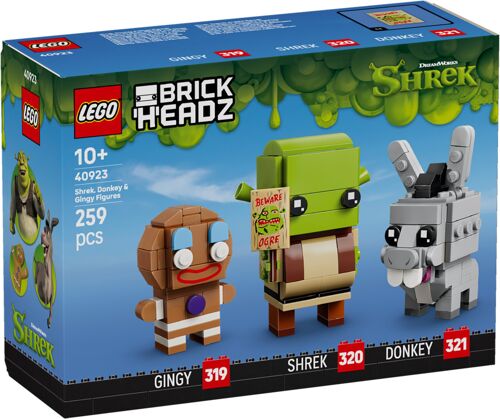 LEGO BrickHeadz - Figurines de Shrek, l'Âne et Ti Biscuit - 40923