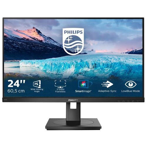 Philips S-line 242S1AE - Écran LED - 24" - 1920 x 1080 Full HD (1080p) @ 75 Hz - IPS - 300 cd/m² - 1000:1 - 4 ms - HDMI, DVI-D, VGA, DisplayPort - haut-parleurs - texture noire