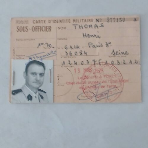 Carte D'Identité Militaire Sous Officier