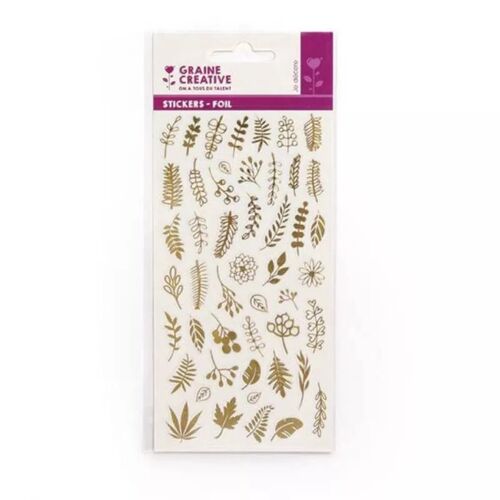 1 Planche Stickers Transparent Foil Or Foil Feuillages