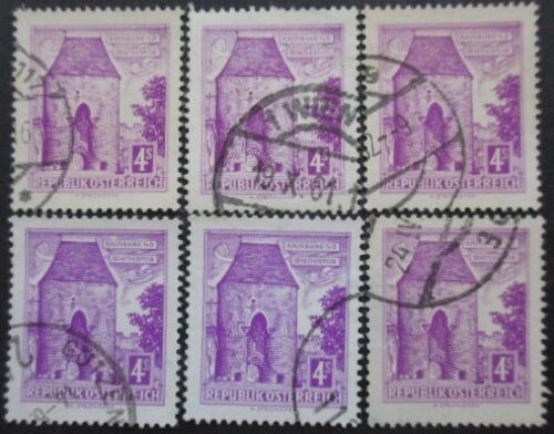 Autriche N°873ab X 6 Papier Jaunatre Oblitéré