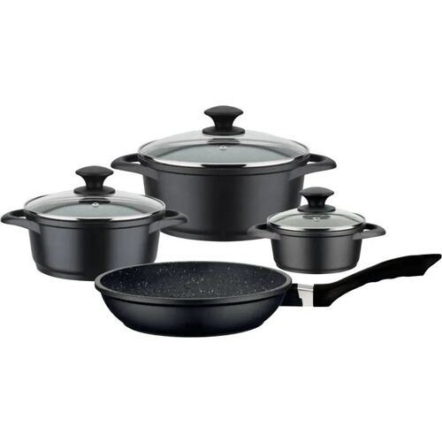 Batterie De Cuisine Gsw Gourmet Granit 7 Pièces, Aluminium Noir, Induction