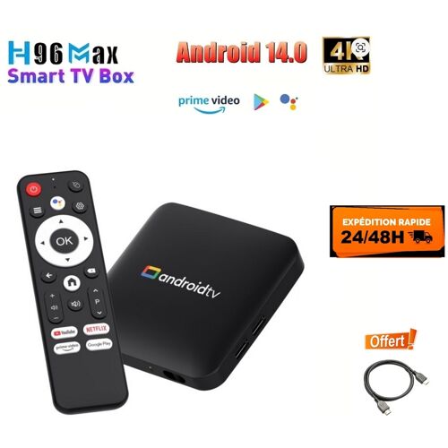 Android TV 14.0 IP-TV Box 4k Quad Core 2.4g/5g Wifi, Ethernet, 2Go/ 16Go