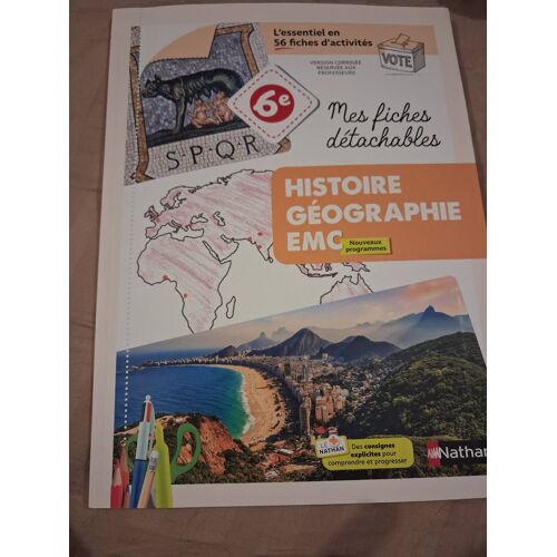 Histoire Géographie Et Emc Fiche Détachable Manuel Nathan 6ème