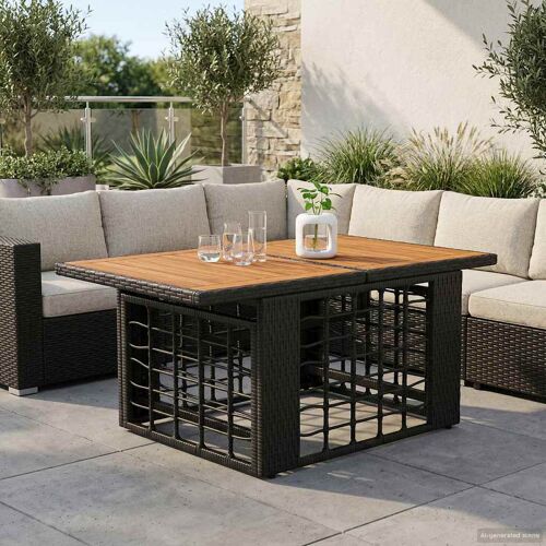 Vidaxl Table De Jardin Noir Et Naturel 100 X 55 X 37 Cm