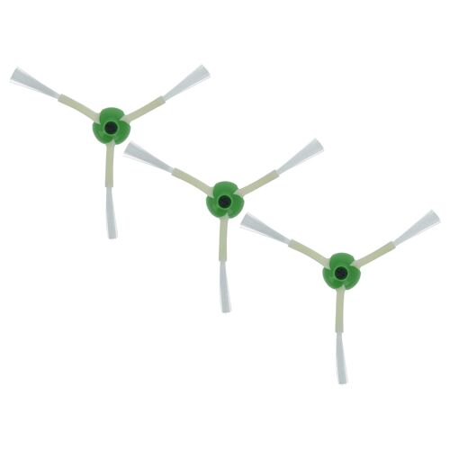 vhbw 3x Brosse latérale compatible avec iRobot Roomba i7 Plus, i7, i7+, E6, E5, E7 robot aspirateur - Lot de brosses, blanc / vert