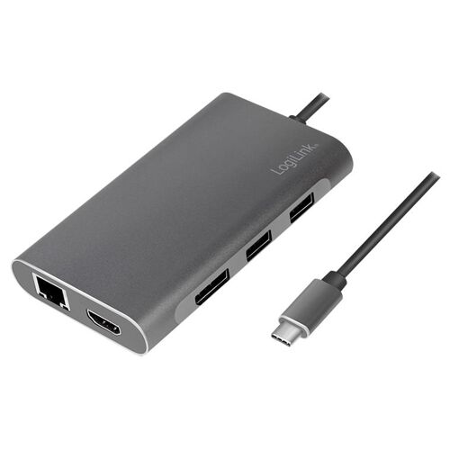 LogiLink UA0382 station d'accueil Avec fil USB 3.2 Gen 1 (3.1 Gen 1) Type-C Argent