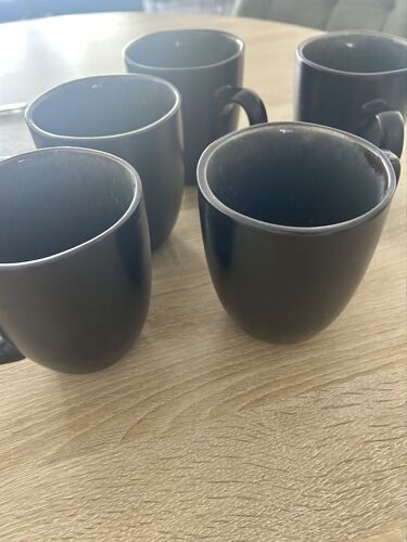 Lot De 6 Tasses Björn Neuves ¿ Noir Extérieur / Bleu Intérieur