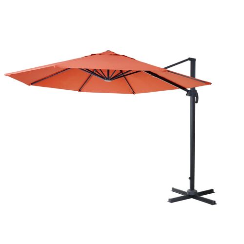 Parasol Déporté Rond 3 M Orientable Inclinable Structure En Aluminium Et Acier Toile En Polyester Terracotta 04_0007992