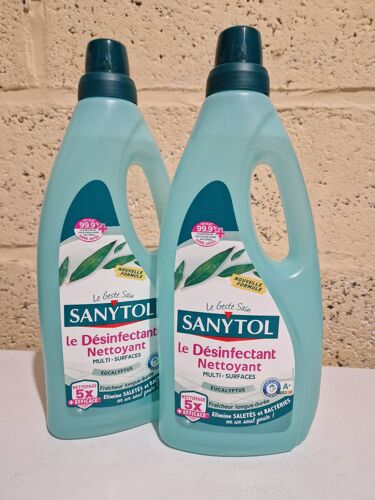Lot de 2 Nettoyant sanytol multi surface eucalyptus 2x1L