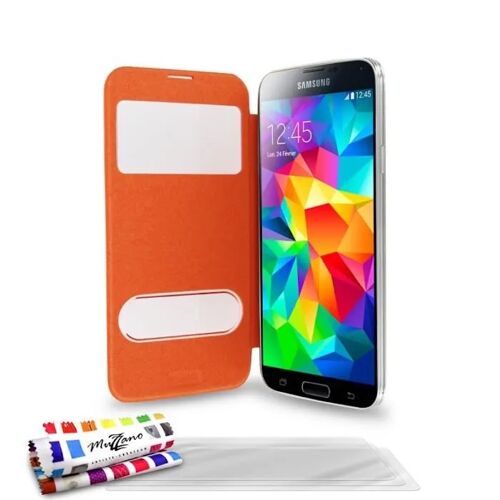 ETUI FOLIO A RABAT SAMSUNG GALAXY S5 CLAP TOUCH ORANGE ECO-CUIR (PU)