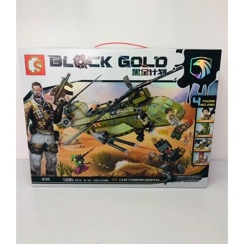 Black gold jeu de construction hélicoptère militaire 506 pièces
