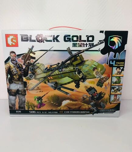 Black gold jeu de construction hélicoptère militaire 506 pièces