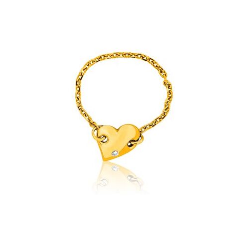 Diamant-Unique - Bague CUr Monté Sur Chaînette Souple En Or Jaune 750 - 18 Carats & Diamant T54