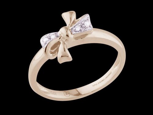 Diamant-Unique - Bague Petit NUd En Or Rose 375 & Diamants T50
