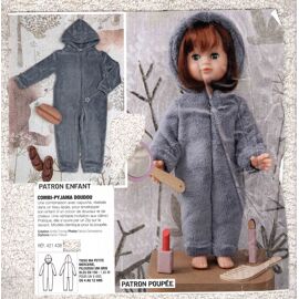 Patron Couture Modes Et Travaux 421438 : Combi Pyjama Doudou Pour Fillette Et Poupée, Âge 4 À 12 Ans