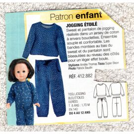 Patron Couture Modes Et Travaux 412882 : Jogging Complet Pour Fillette Et Poupée, Âge : 4 À 12 Ans