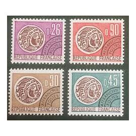 Type Monnaies Gauloises (2) Série Complète Année 1971 Timbres Préoblitérés N° 130 131 132 133 Yvert Et Tellier Luxe