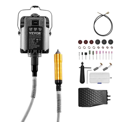 Meuleuse électrique à arbre flexible 1000W, outil rotatif multifonction 30000 tr/min avec pédale et accessoires, kit pour sculpture, perçage, polissage et gravure