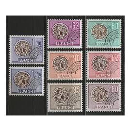 Type Monnaies Gauloises (4) Série Complète Année 1976 Timbres Préoblitérés N° 138 139 140 141 142 143 144 145 Yvert Et Tellier Luxe