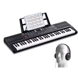 Clavier Piano Numérique 61 Touches – Piano Électronique Portable avec Support, Casque, Microphone, 200 Rythmes, Haut-parleurs Intégrés