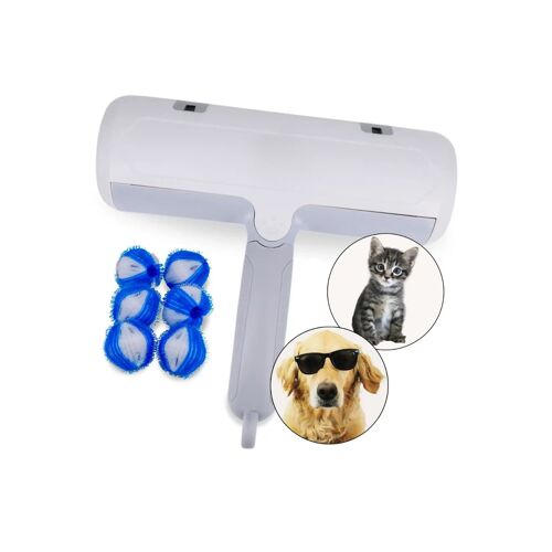 Brosse Neuve Anti Poils Animaux. Ramasse Poils De Chat Et Chien Sur Canapé, Tapis, Vêtements, Voiture. Brosse, Rouleau, Réutilisable Sans Recharge, Nettoyage Facile + Bonus Boules Machine À Laver.