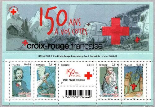 France 2014, Très Beau Bloc Feuillet Neuf** Luxe Yvert 4910, Au Profit De La Croix Rouge, Timbres 4910 H. Dunant, 4911 Les Anges Blancs, 4912 150 Ans À Vos Côtés, 4913 Aide Aux Déportés Et 4914 Haiti.