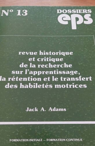 Dossier Eps 13 Revue Historique Recherche Apprentissage