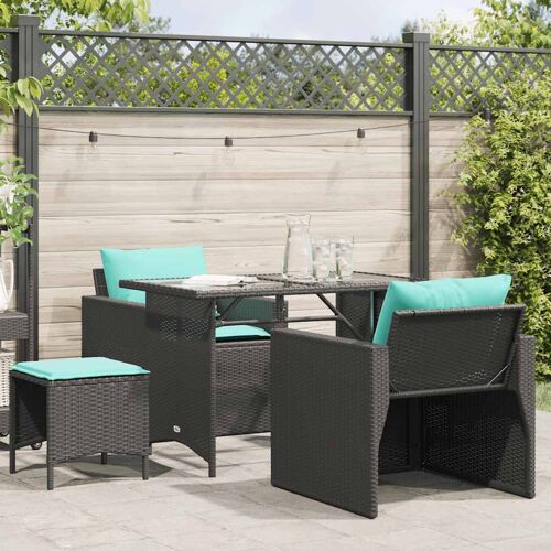 Vidaxl Salon De Jardin 4 Pcs Avec Coussins Noir Résine Tressée