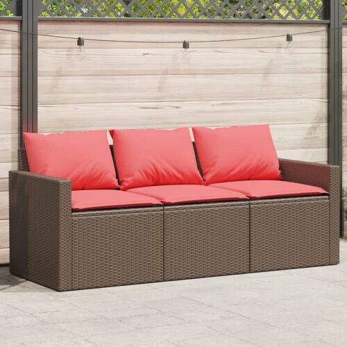 Vidaxl Canapé De Jardin Avec Coussins 3 Places Brun Résine Tressée