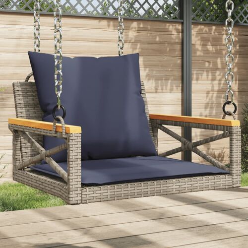 Vidaxl Balancelle Avec Coussins Gris 63x62x40 Cm Résine Tressée
