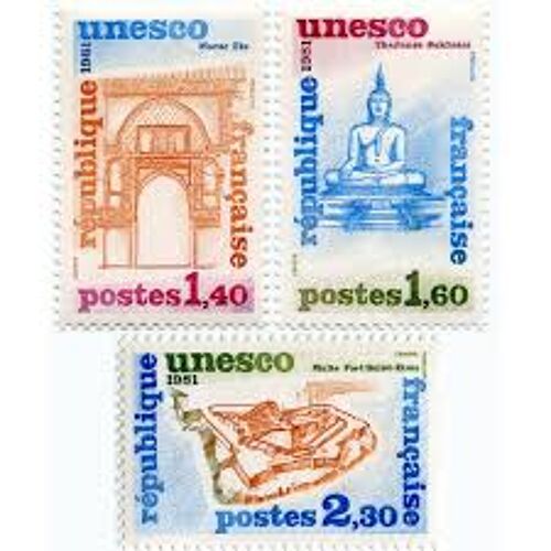 Unesco : Patrimoine Universel : Sites Classés À Protéger : Maroc, Thaïlande,Malte Série Complète Année 1981 Timbres De Service N° 68 69 70 Yvert Et Tellier Luxe