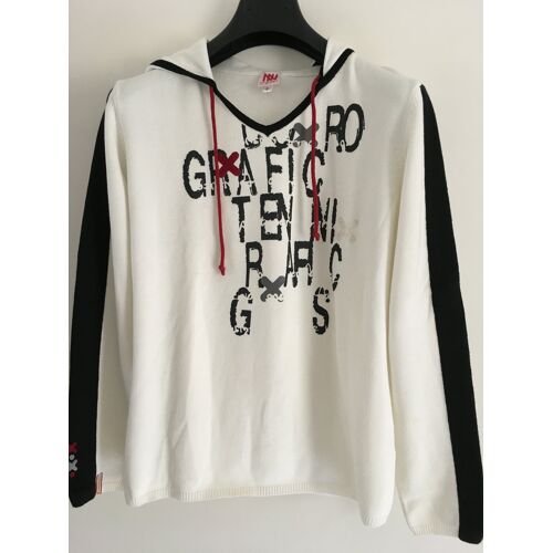 Pull À Capuche Dorotennis Taille 3 Écru, Imprilé Noir Et Rouge