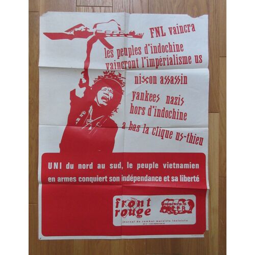 Affiche Maoïste 1972 - Front Rouge - Marxiste Léniniste - 58cm X 78cm