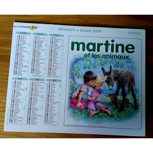 Almanach Du Facteur - Année 2008 - Martine Etles Animaux (Départ 03)