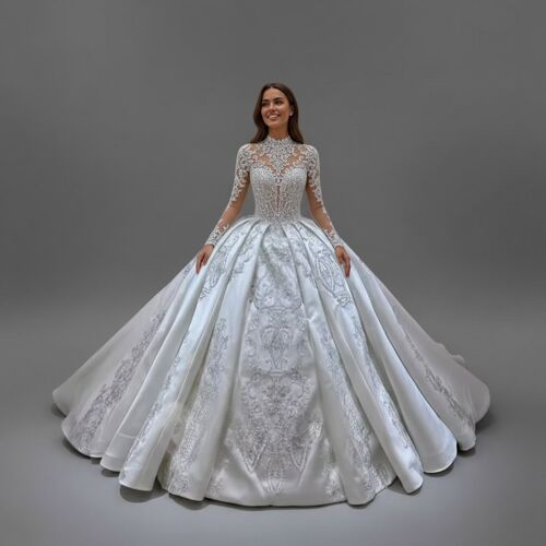 Robe De Mariée 2 En 1 Satin Femme S – Convertible Élégante Robe De Soirée Princesse Mariage Cérémonie Luxe