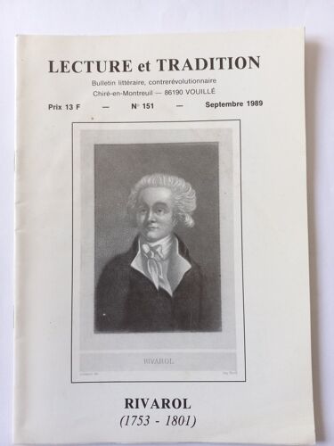 Lecture Et Tradition - N°151, Septembre 1989